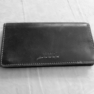 Fossil leather checkbook wallet